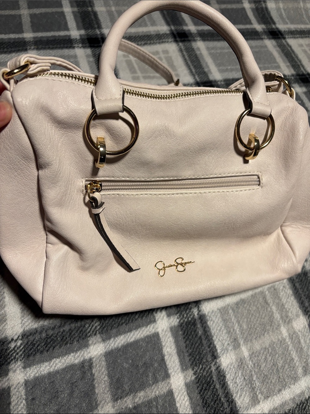 Jessica Simpson Light Blush Leather Satchel with Gold Hardware